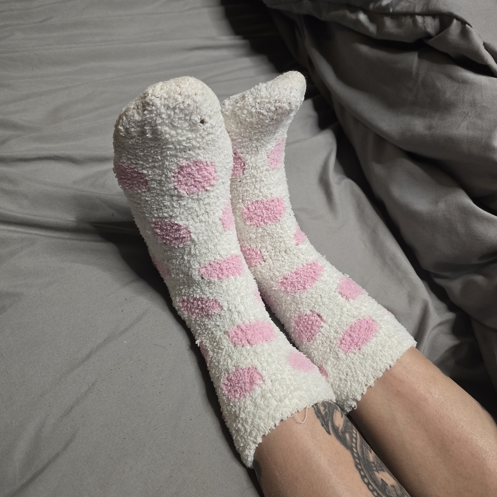 Soft Pink and White Polka Dot Socks